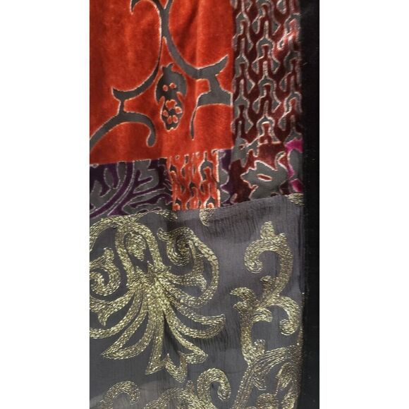 VINTAGE Chico's Kimono 3 Extra Large  Black Silk Blend Velvet Burnout Patchwork - Picture 12 of 12